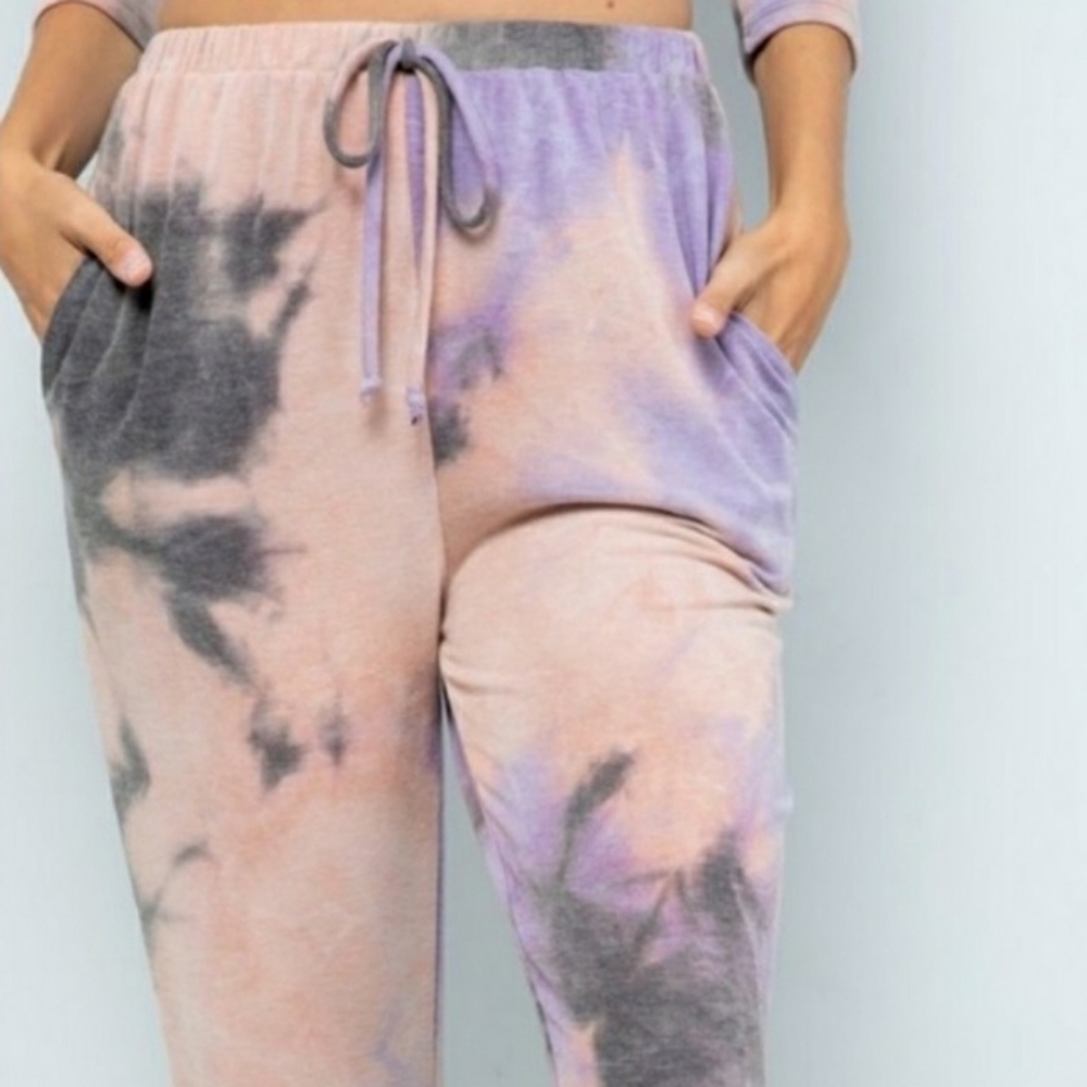 Mauve Charcoal French Terry Joggers - Picture 2 of 4